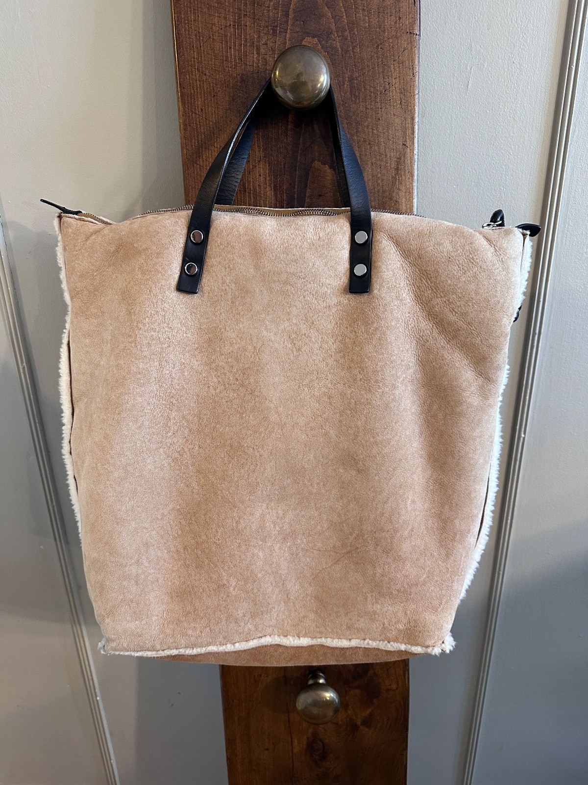 DSQUARED2 SHEEPSKIN SUEDE & SHEARLING HANDBAG PURSE TOTE Large & Supersoft NWOT
