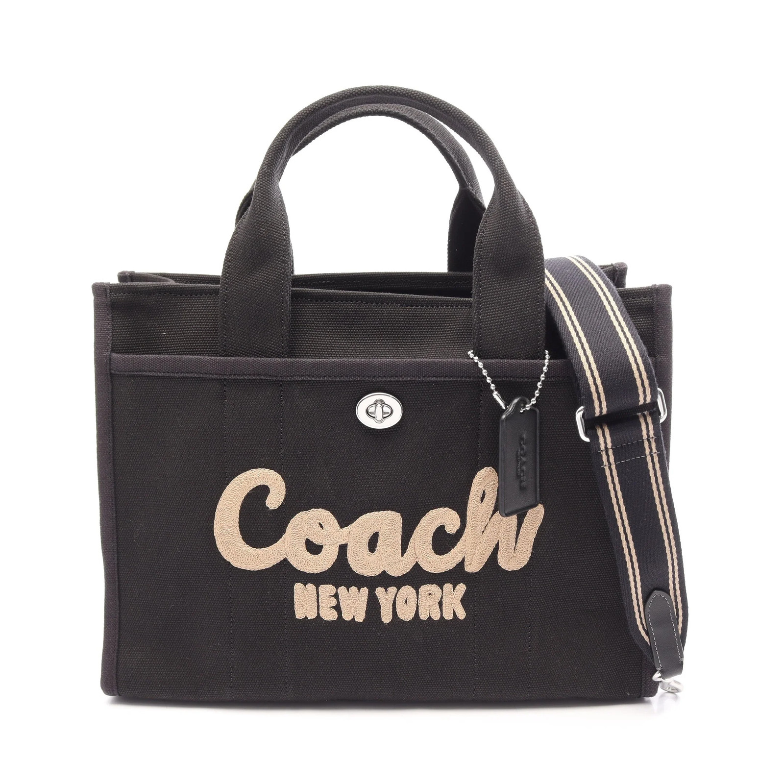 COACH 2WAY Tote Bag Black Canvas #RCB13789