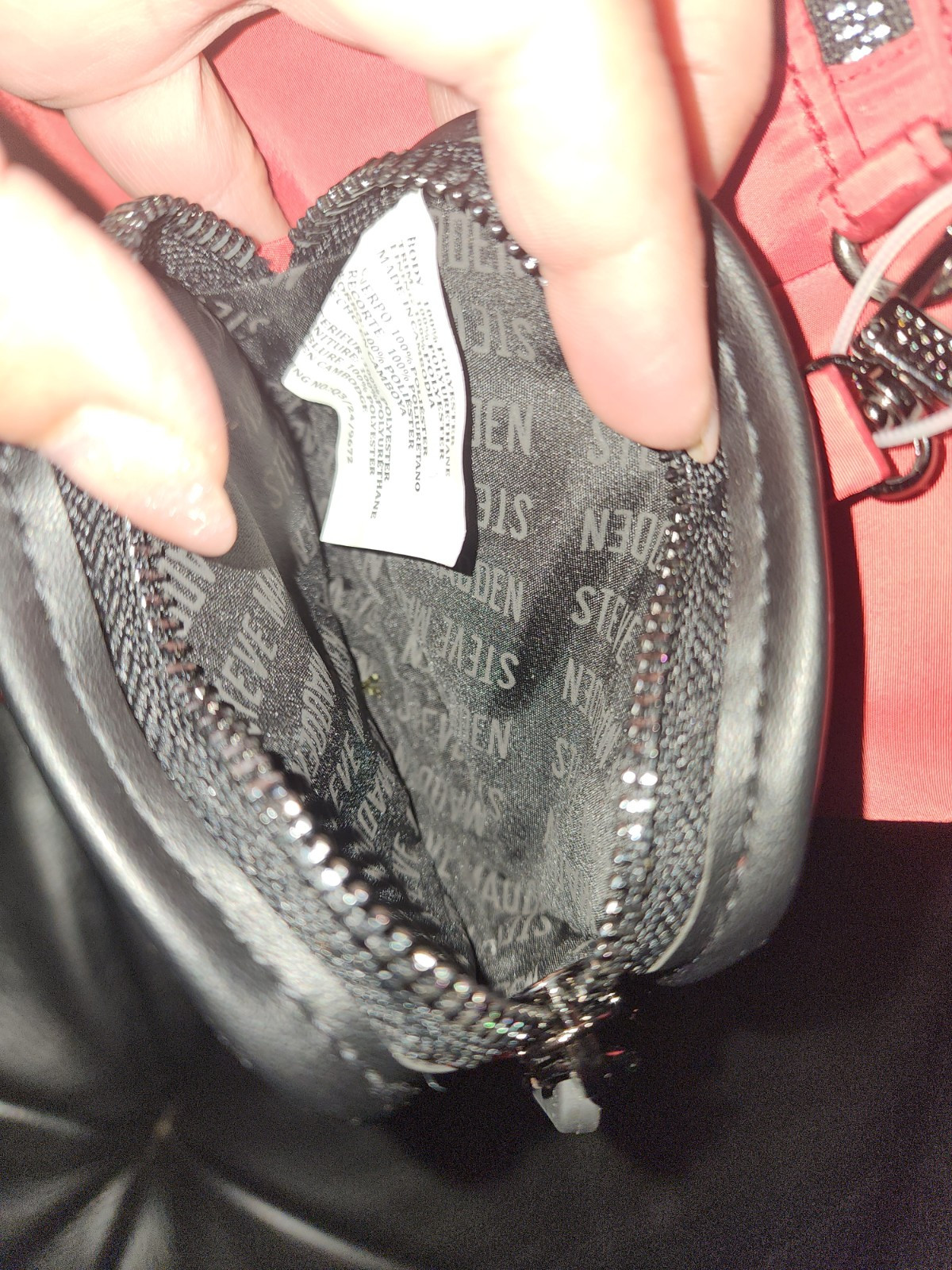 NEW! Steve Madden RED / Black BTony Coins Bag Charm Zip Around Pouch NWT Rare!