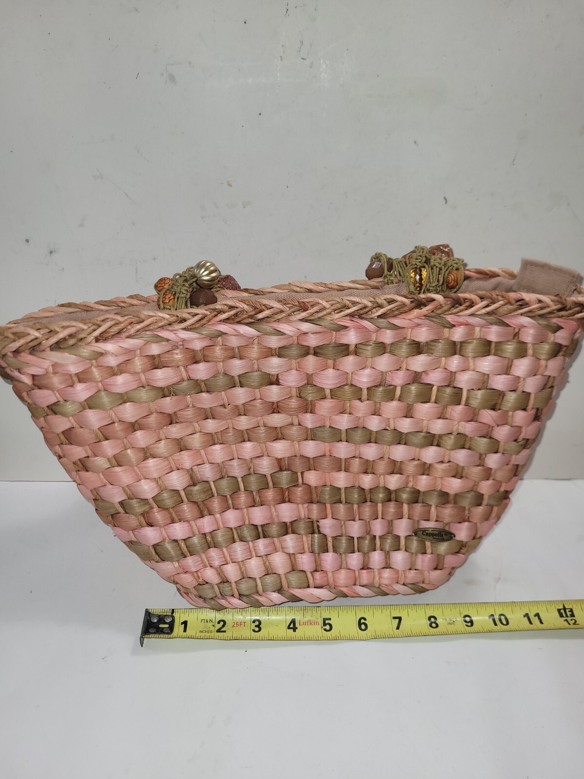 Cappelli Straworld Woven Straw Hand/Shoulder Bag with Beaded Double Handles