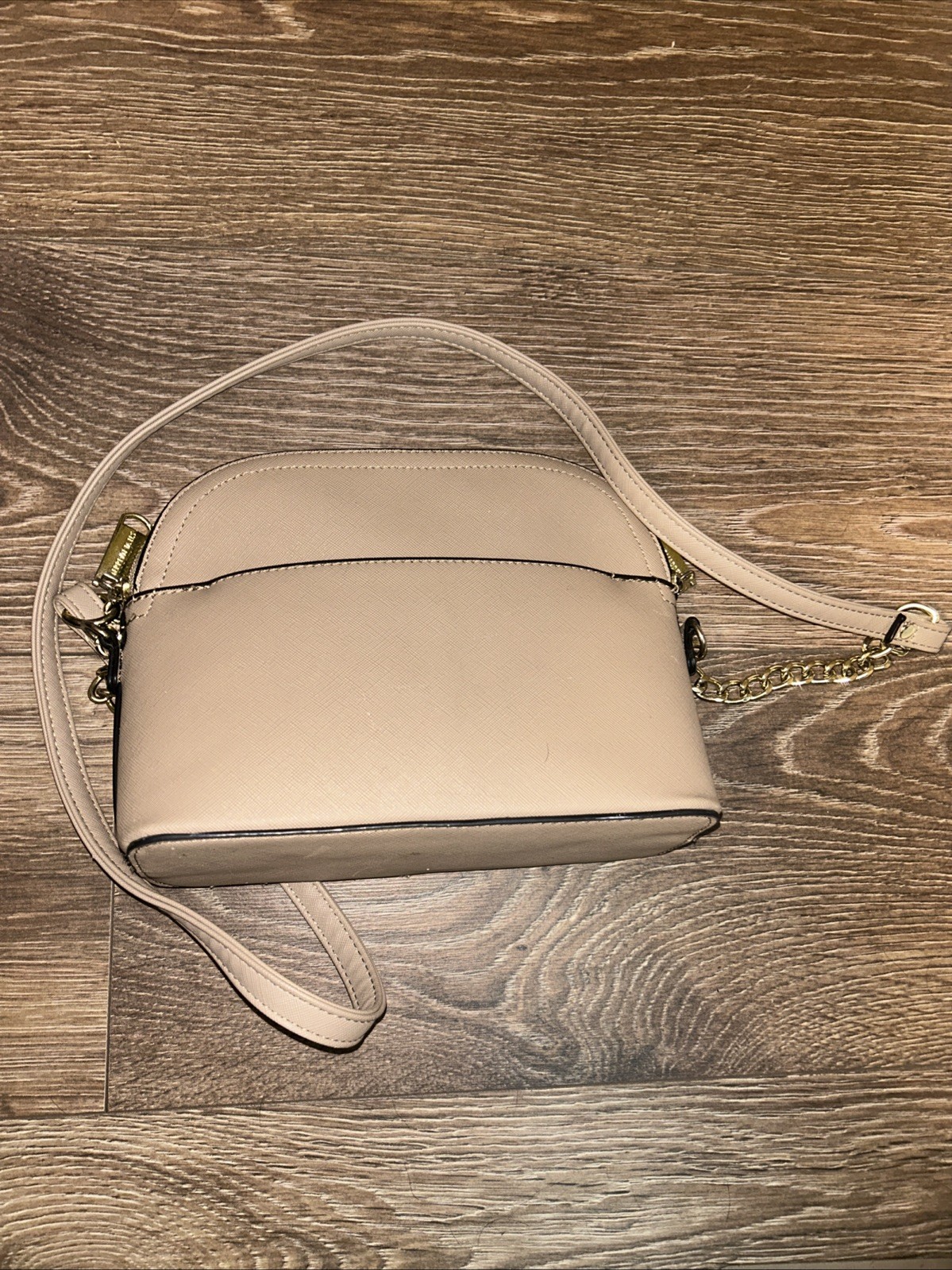 Steve Madden BMaggie Crossbody Bag Purse Light Brown Dome Gold Chain Strap