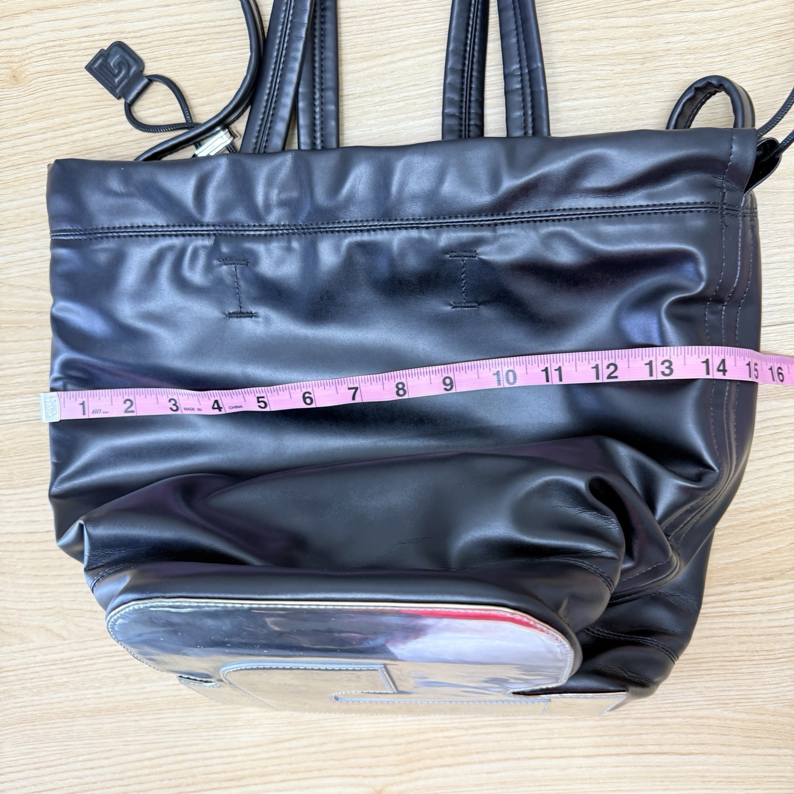 Paco Rabanne Bucket Bag Cinch Top Faux Leather Black Minimalist Quiet Luxury