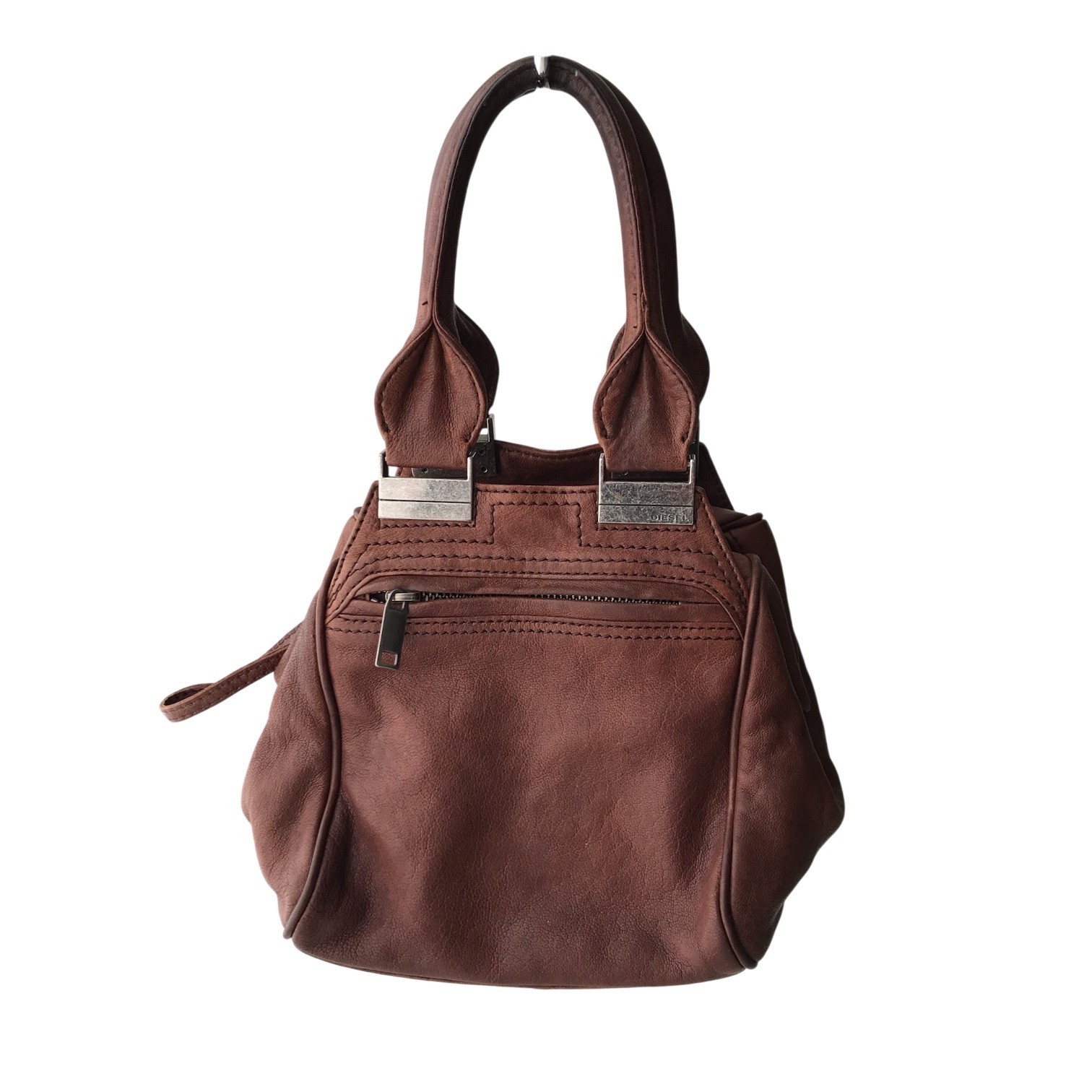 DIESEL Vintage Cognac Leather Handbag Bohemian Medieval Goth Industrial City Y2K