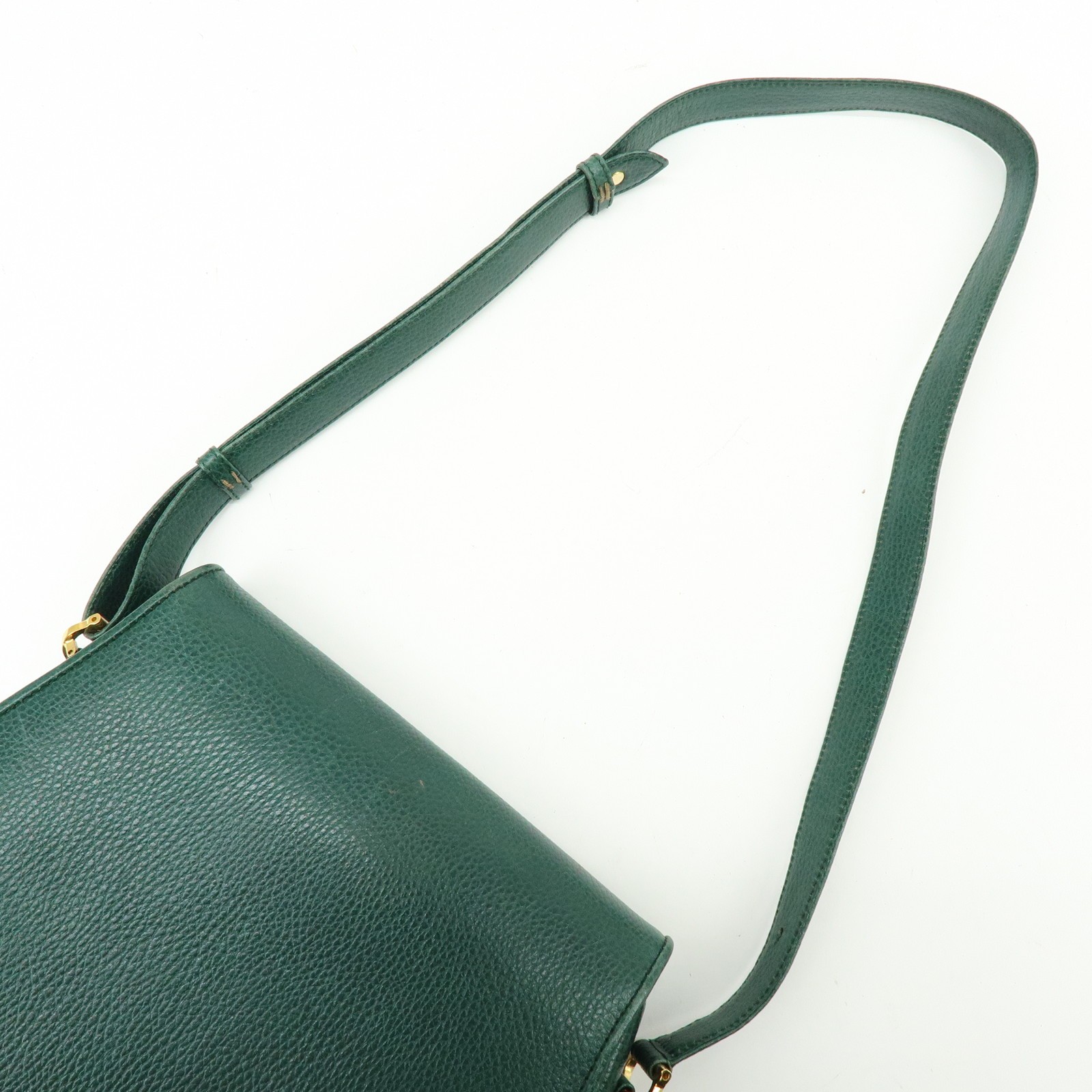 Cartier Must de Cartier Leather Flap Shoulder Bag Green Authentic Used F/S