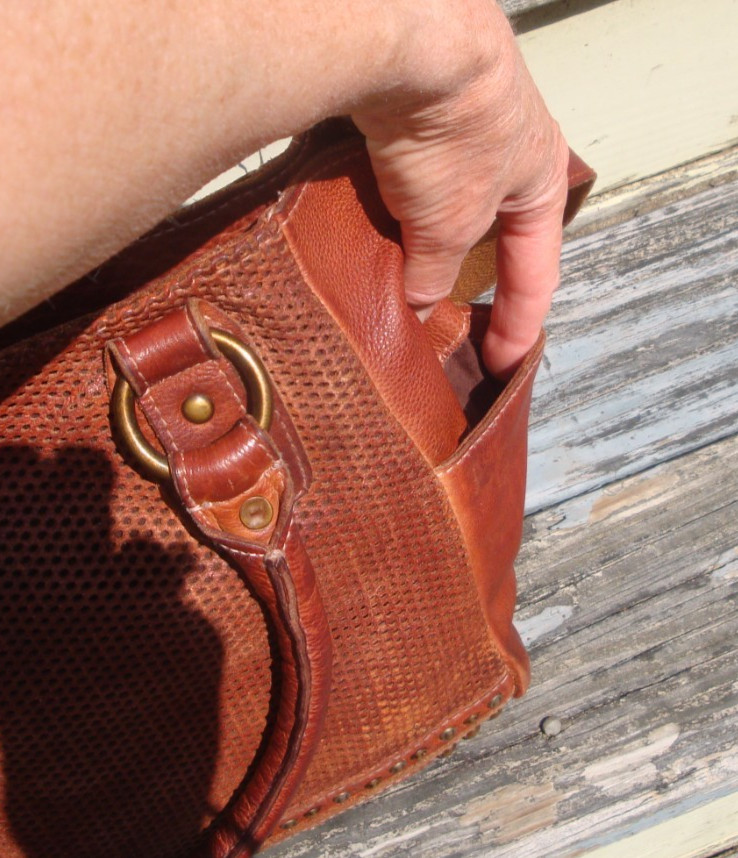 AMSTERDAM HERITAGE Distress Leather Brown Boho Crossbody Handbag Hippie Satchel
