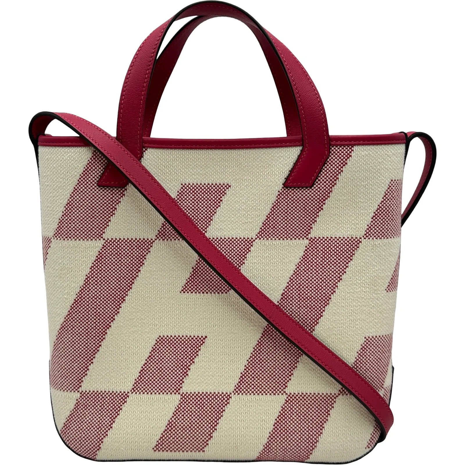 HERMES Ambrée PM Ivory Toile Canvas Shoulder Bag Z Stamp #OKB2356