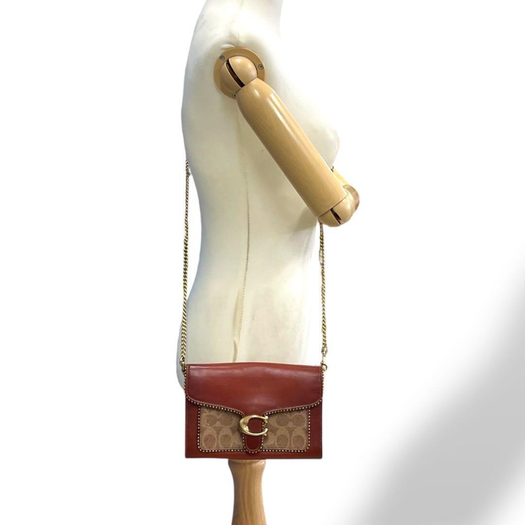 Excellent condition COACH shoulder bag chain tabby bead chain PVC leather