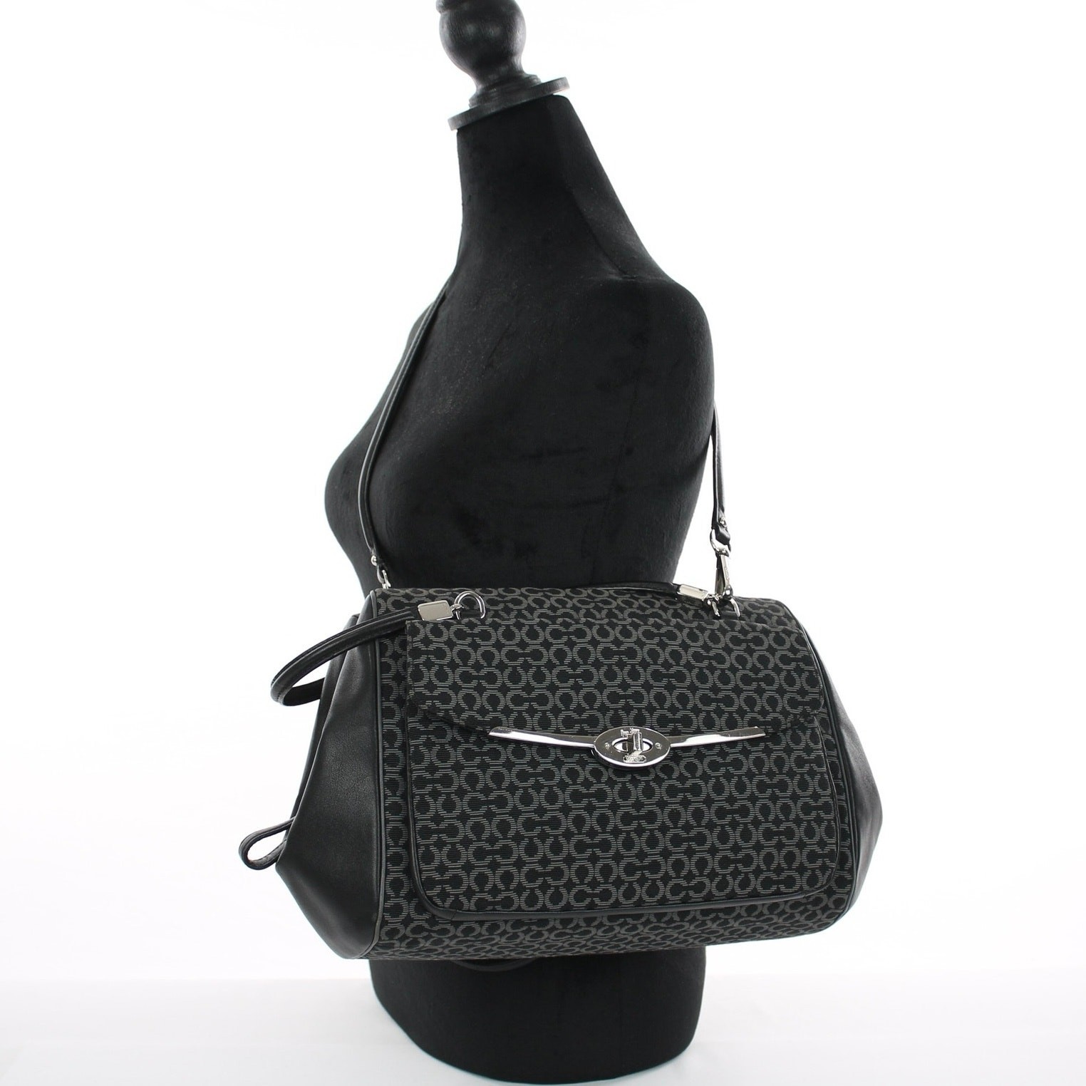 Coach Madison Madeline Black Silver Satchel Bag