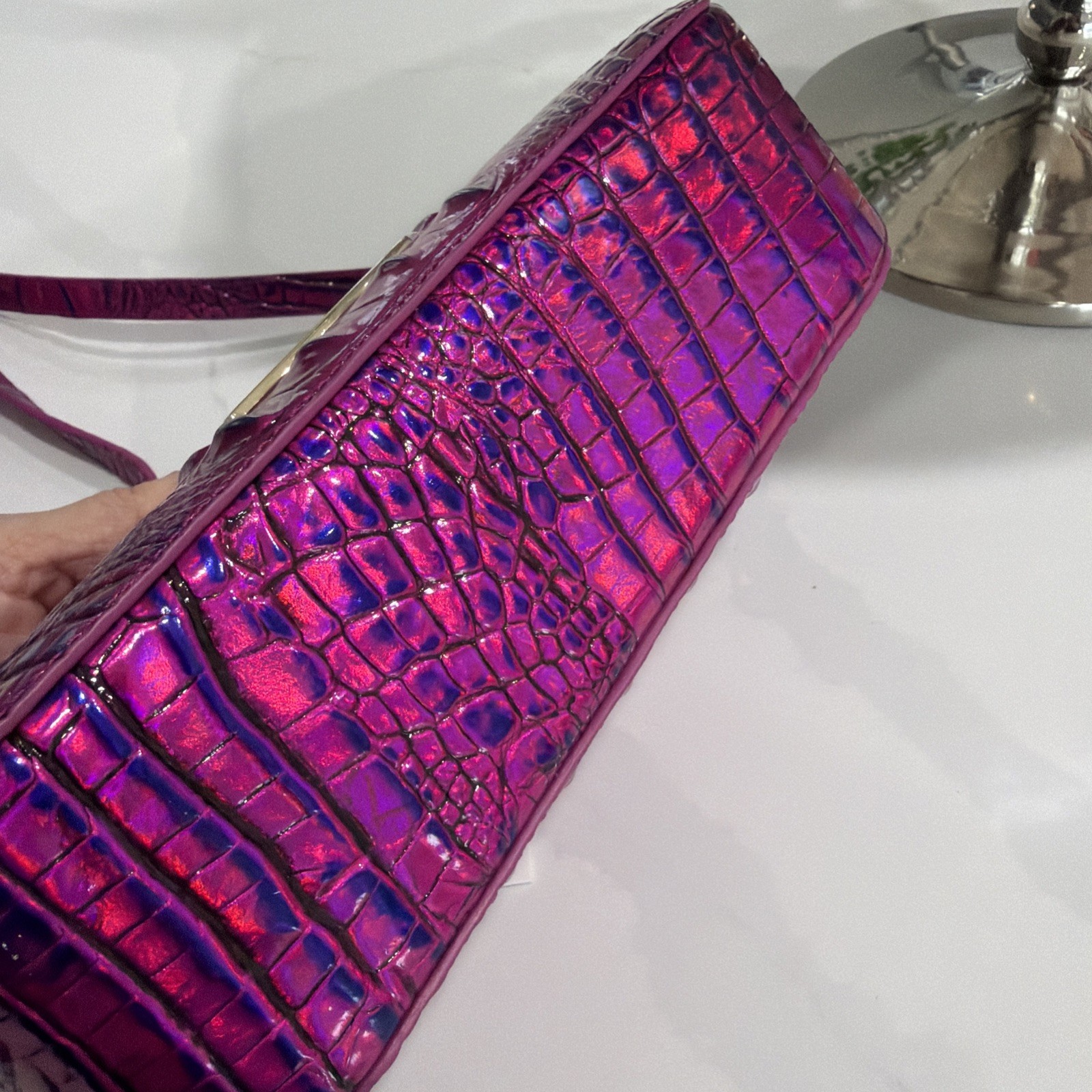 Brahmin Purse Danica Messenger Violet Melbourne W Upgraded Crystal Strap