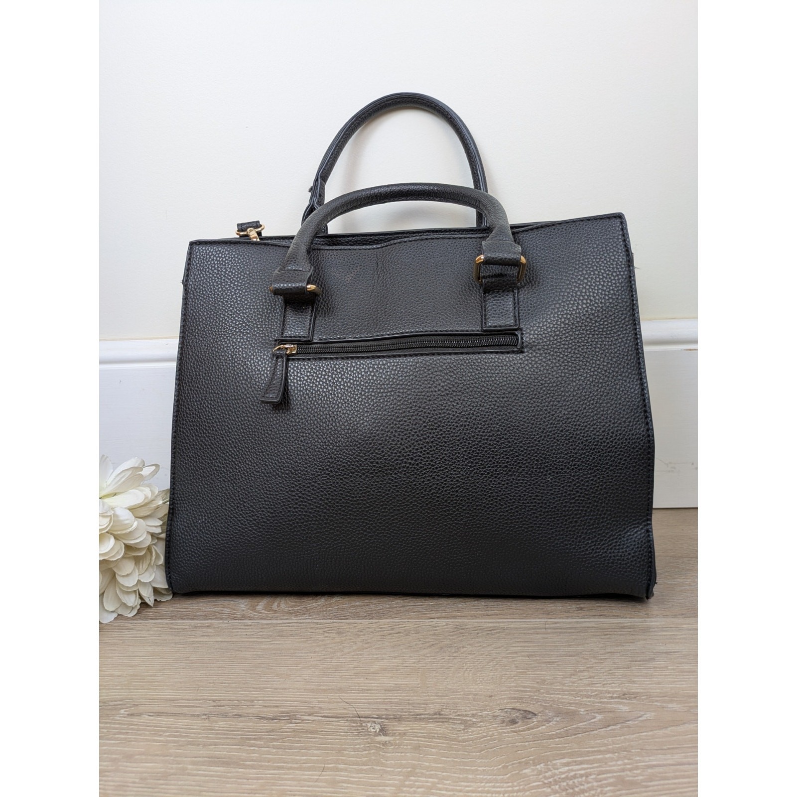 Mathew + Julian Satchel Crossbody Shoulder Bag Large Black Structured Career
