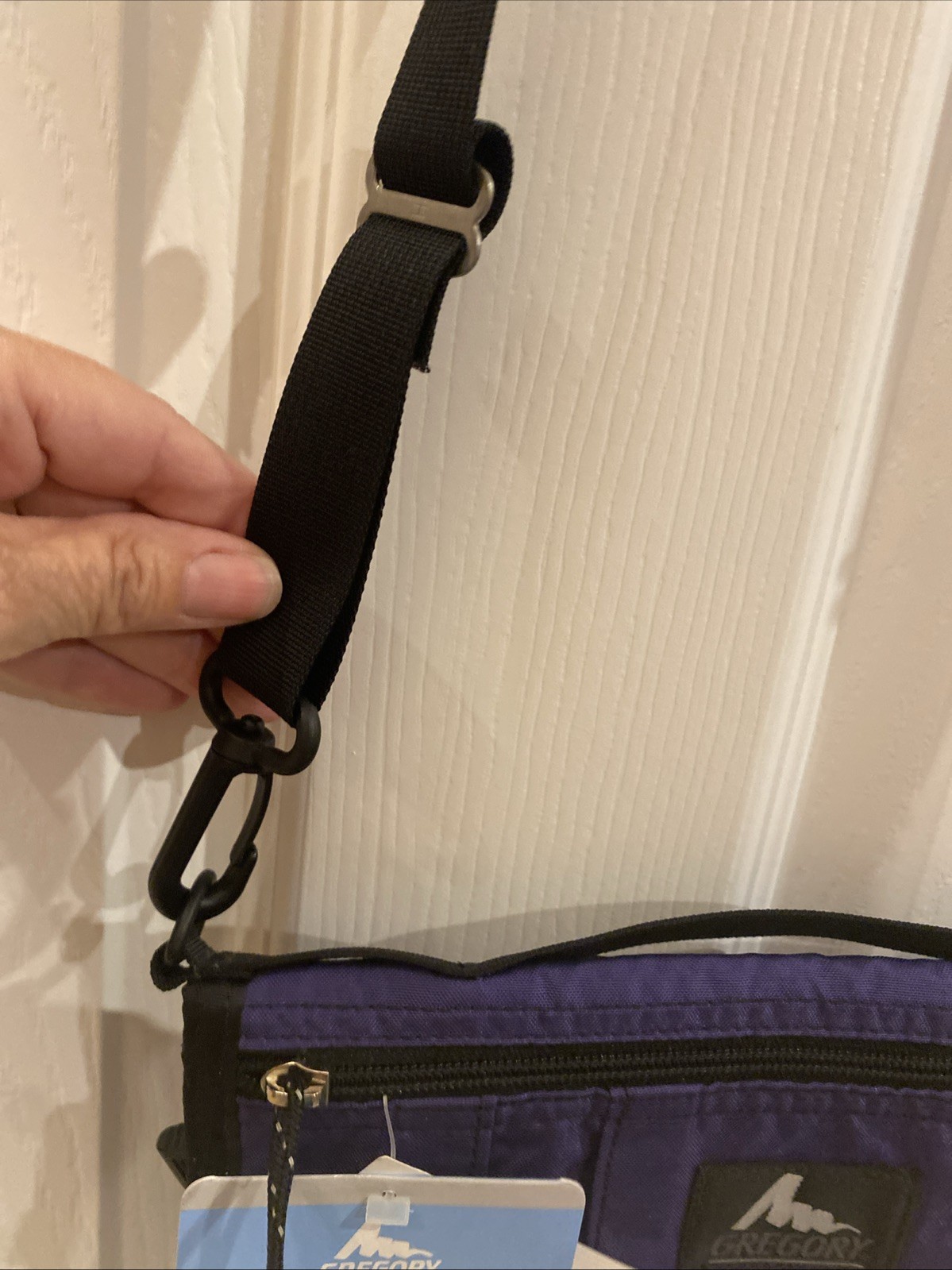 Gregory Reversible Crossbody Saddle Bag Violet and Floral Tapestry Key Clip NWT