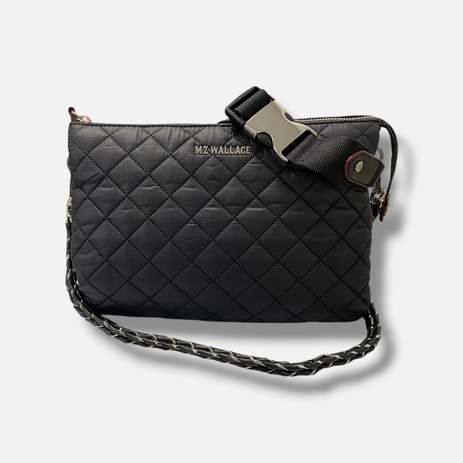 MZ Wallace Women’s Blue Silver-Tone Quilted Crossbody Bag