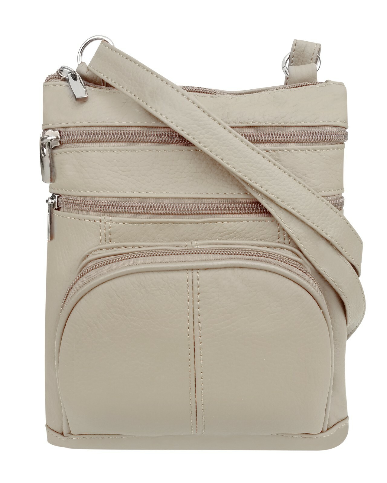 Roma Leathers Genuine Leather Multi-Pocket Crossbody Purse Bag, XL