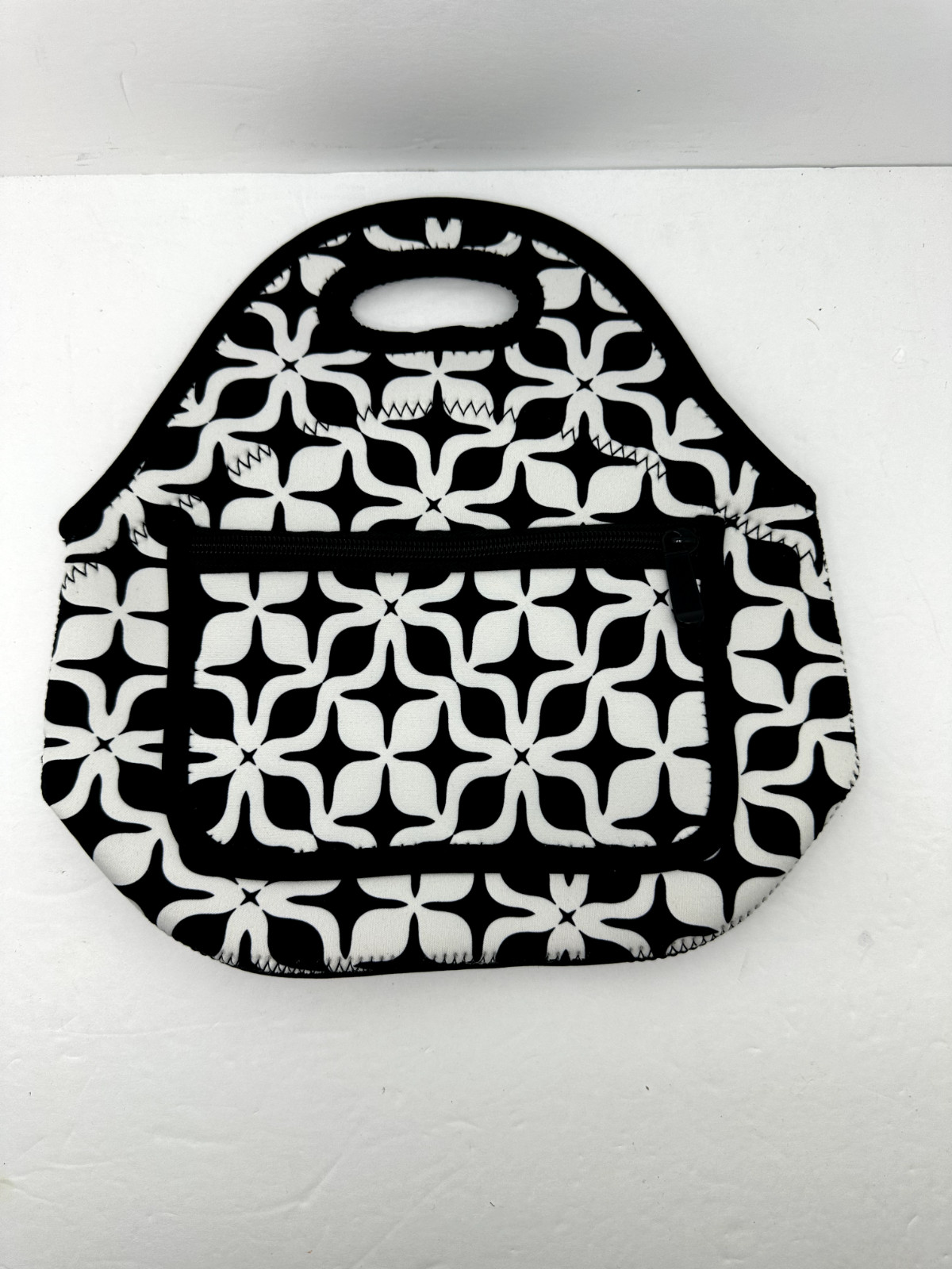 Black & White Small Hobby Bag – 11×11 Inches with Zippered Pocket