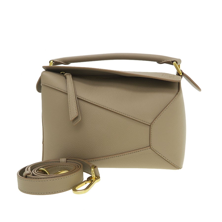 Loewe Puzzle A510P60X30 Calfskin Leather Beige Shoulder Bag #SAB16871