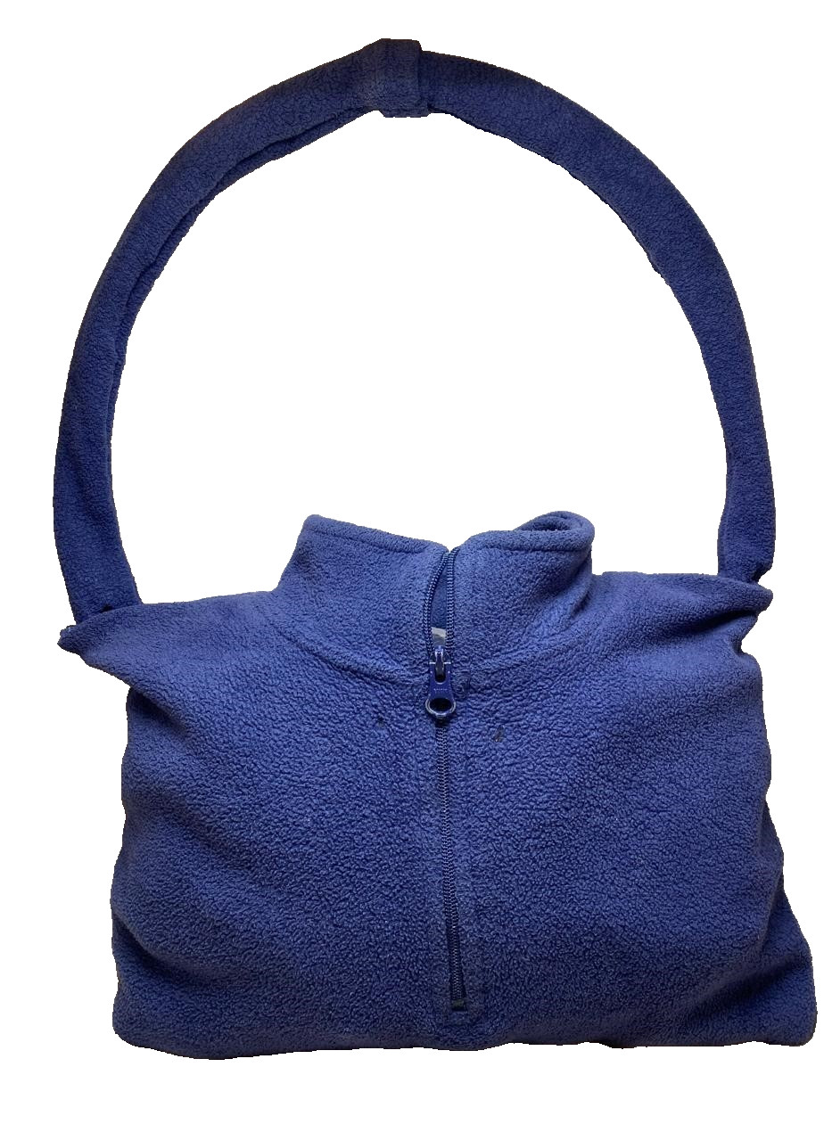 Unique Handmade Navy Blue Fleece Bag – Artisanal Upcycled Design