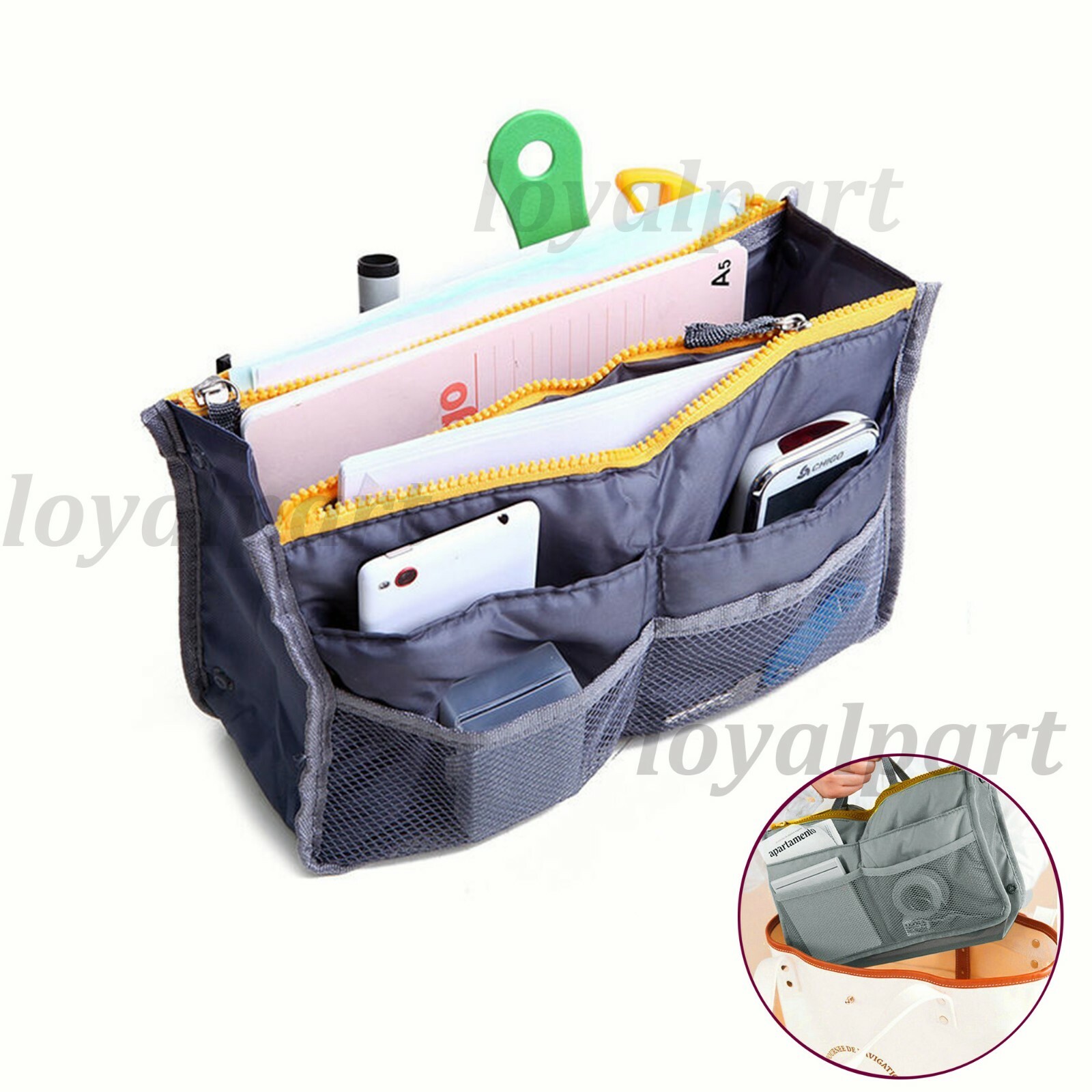 Women Insert Purse Portable Storage Handbag Organizer Travelling Cosmetic Bag US
