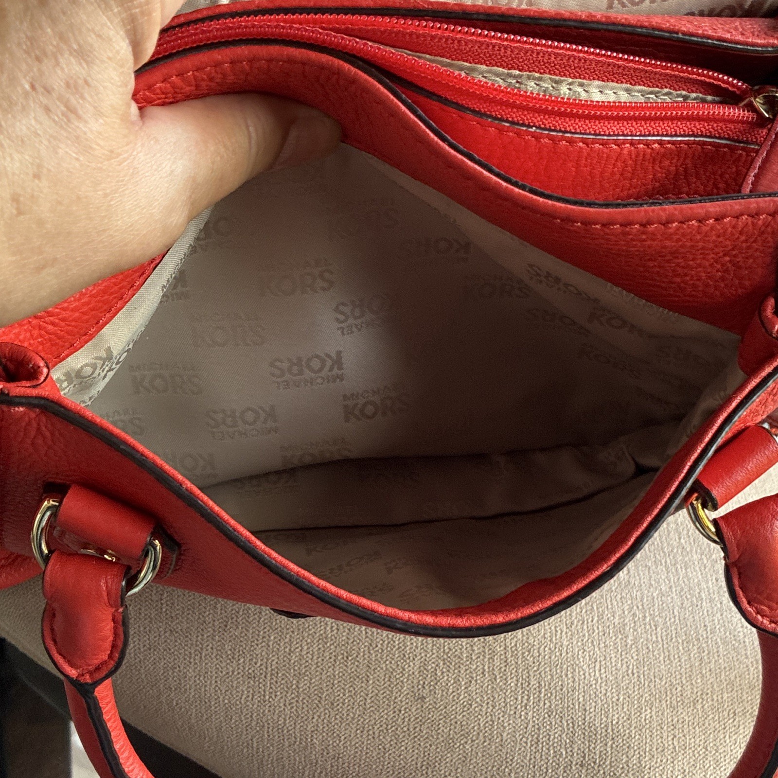Michael Kors dark orange Satchel Top Handle and long strap