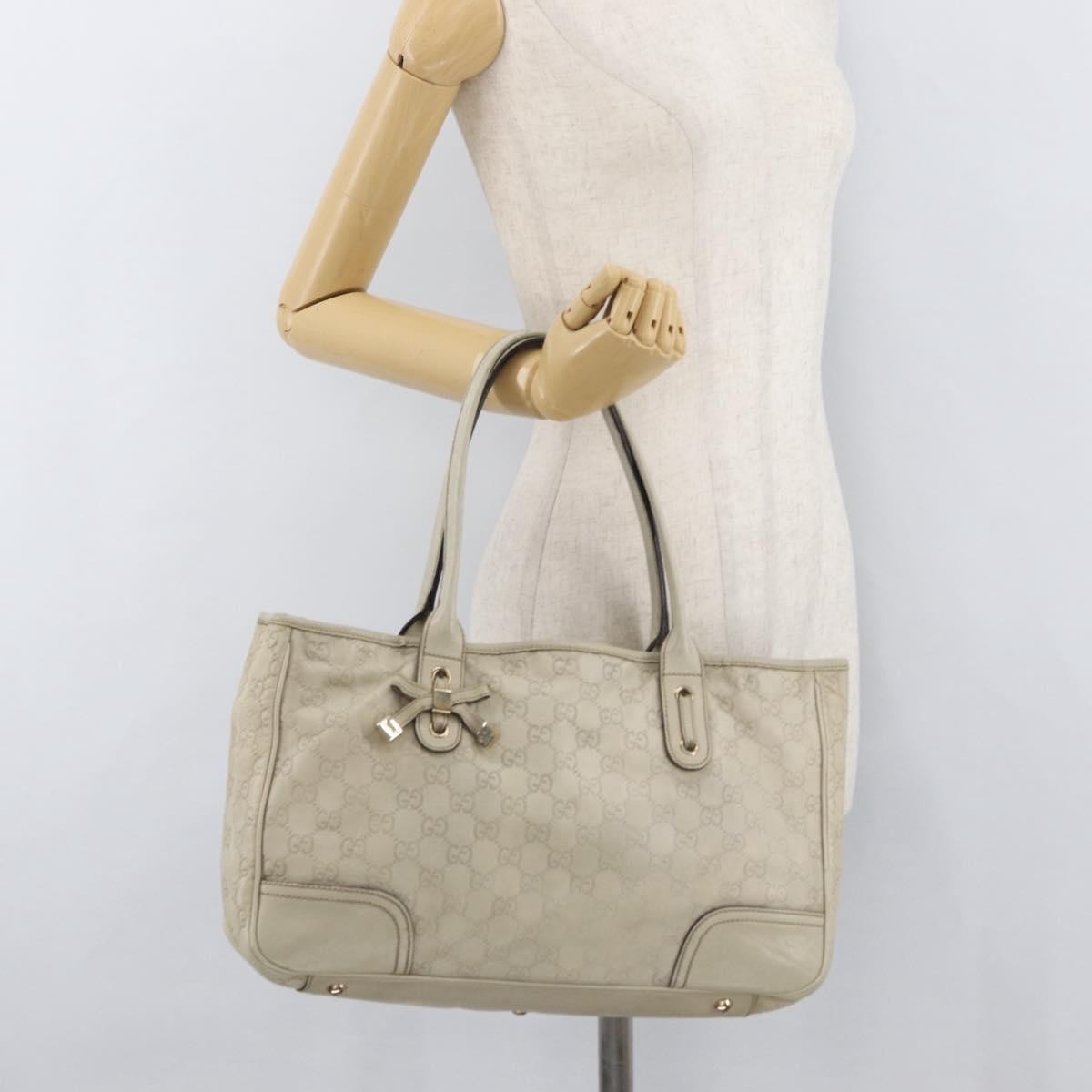 GUCCI GG Canvas Guccissima Princess Bag Leather Ivory Gold 163805 Auth 176193