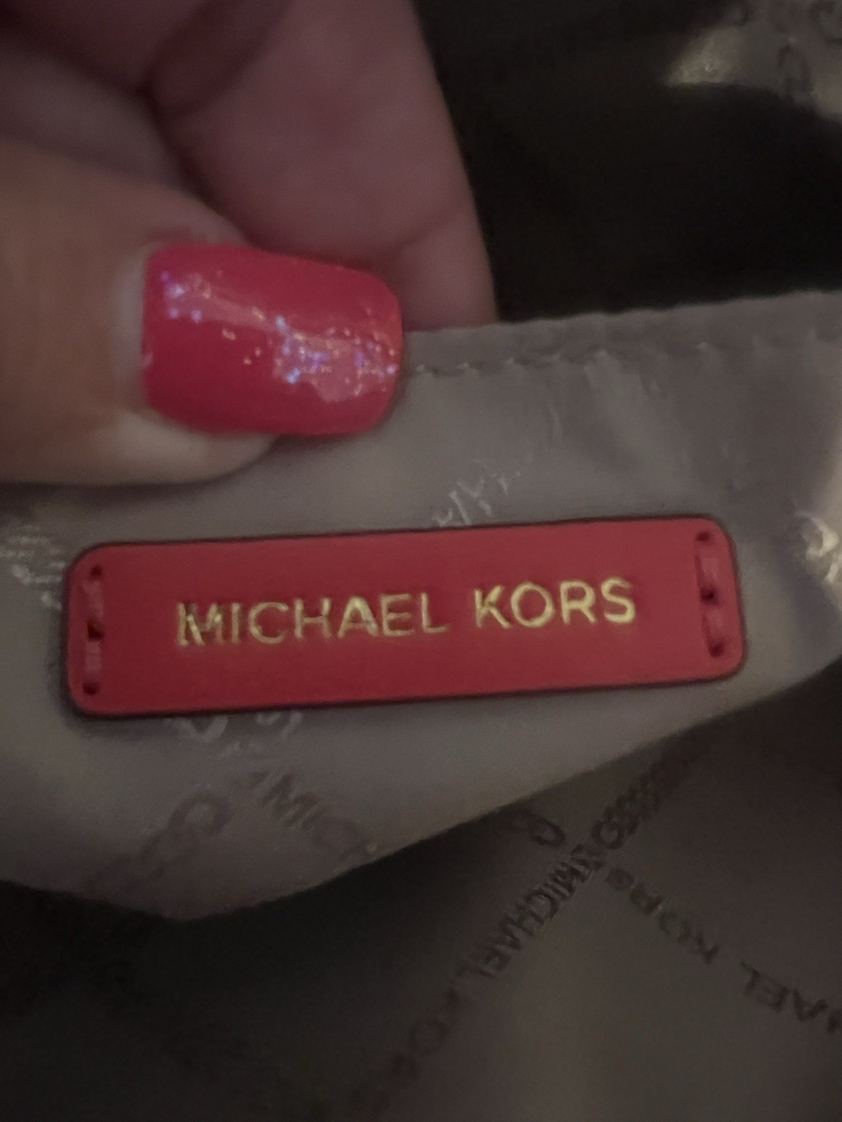 Michael Kors Red/White Striped Logo Zip Small Crossbody Gold Chain Det Strap