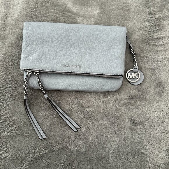 Michael Kors Corrine Purse *no strap* Dove Gray Leather Handbag Clutch