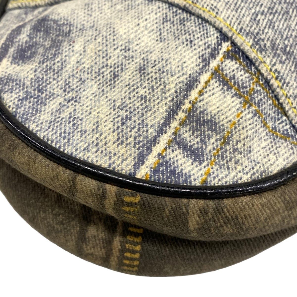Dior Christian Dior Handbag Saddle Pouch Dark Gray Light Blue Navy Denim Print L