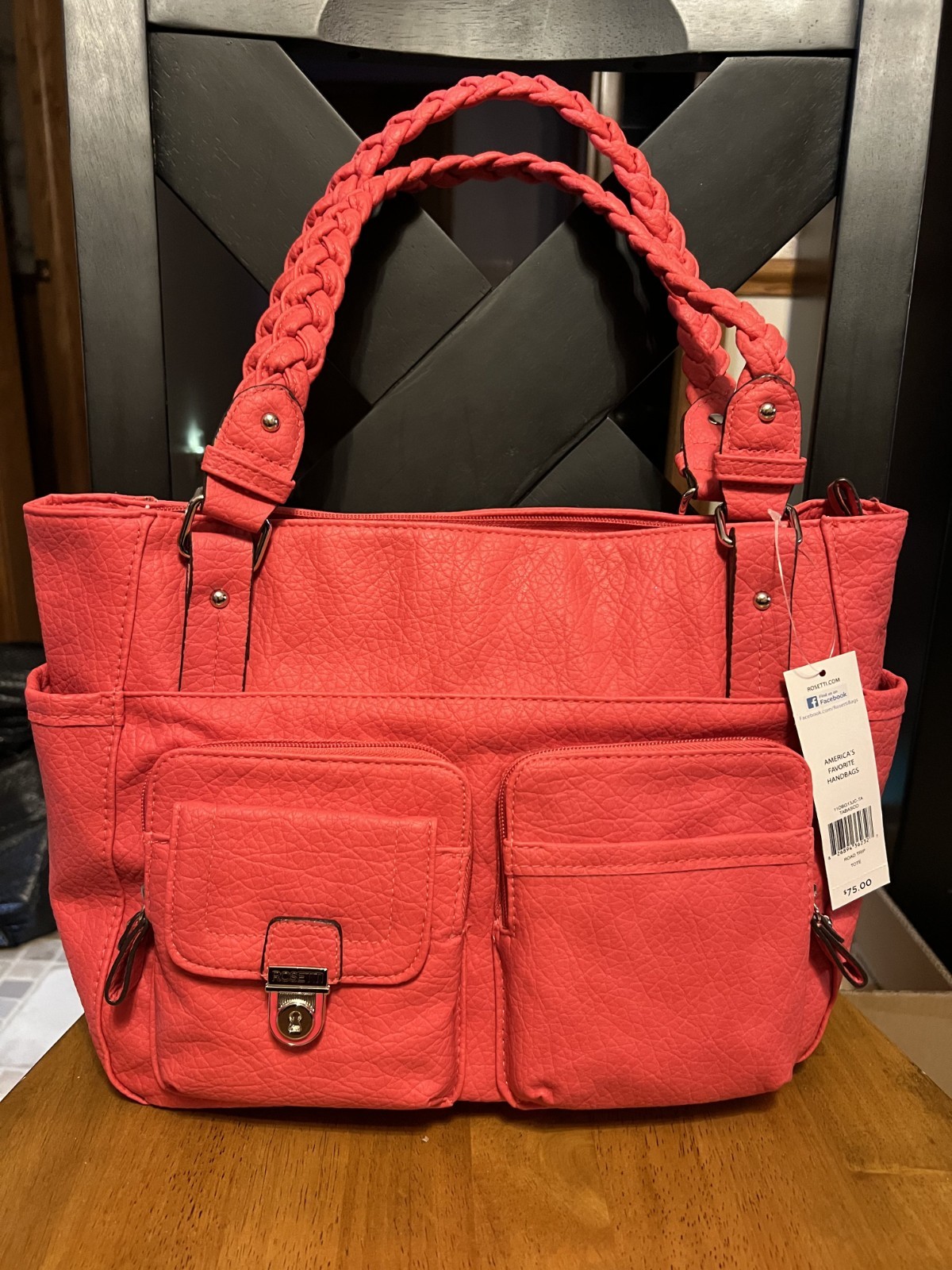 Rosetti Handbag/Shoulder Bag Road Trip Tote in Tabasco (Vibrant Red Coral) NWT