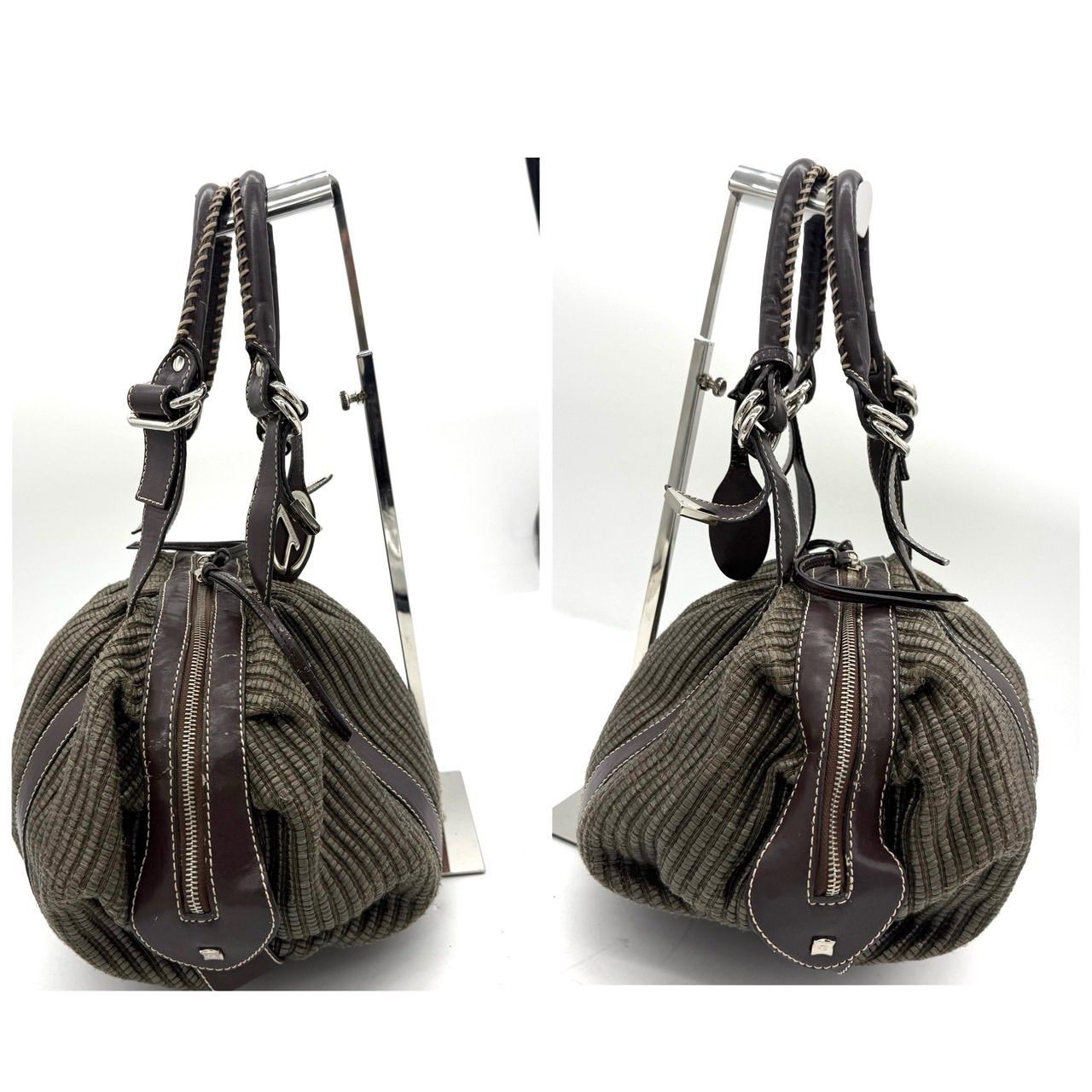 Francesco Biasia Handbag Leather Fabric Brown Excellent condition