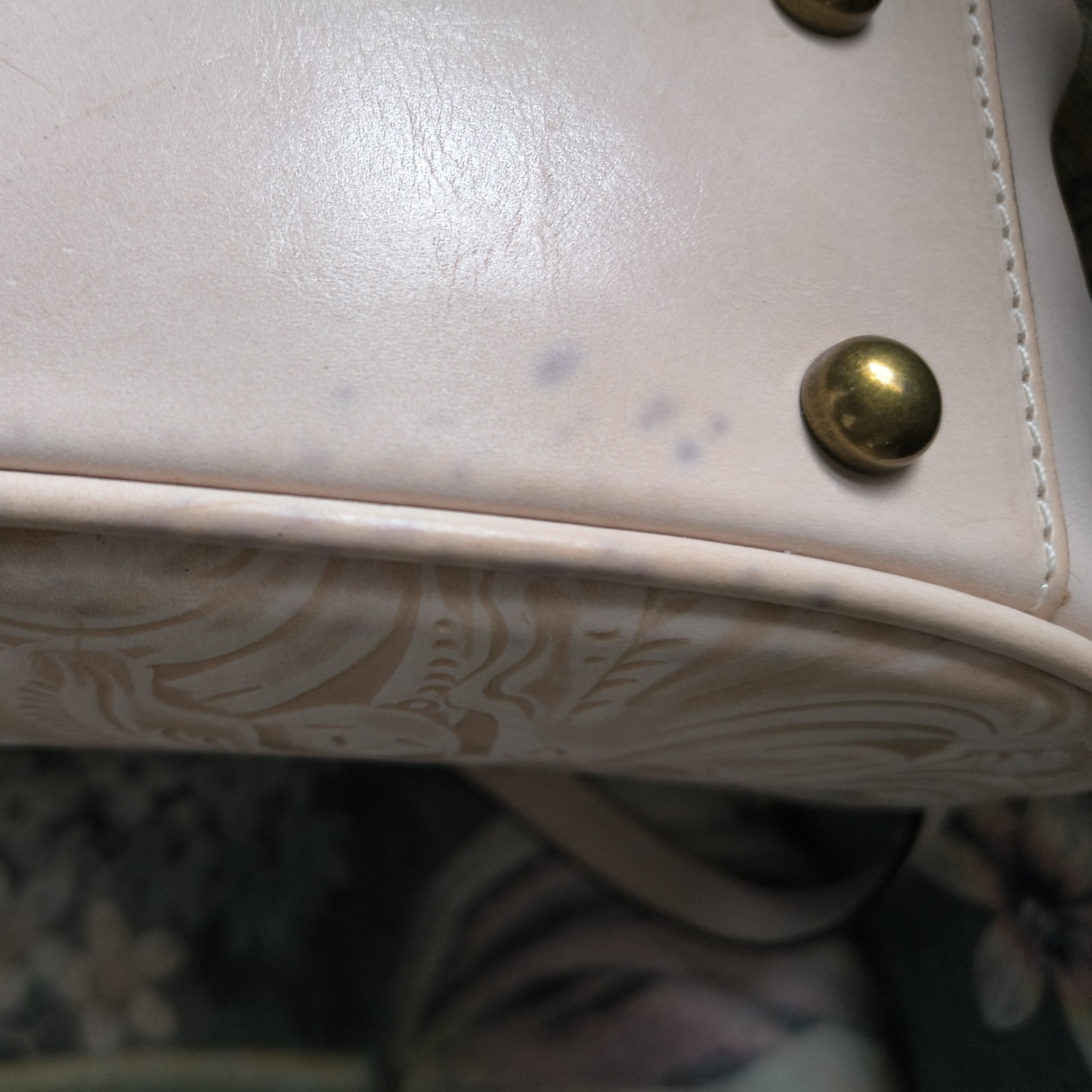NWT Patricia Nash Gracchi Leather Satchel Chalk White Tooled Leather Cross body