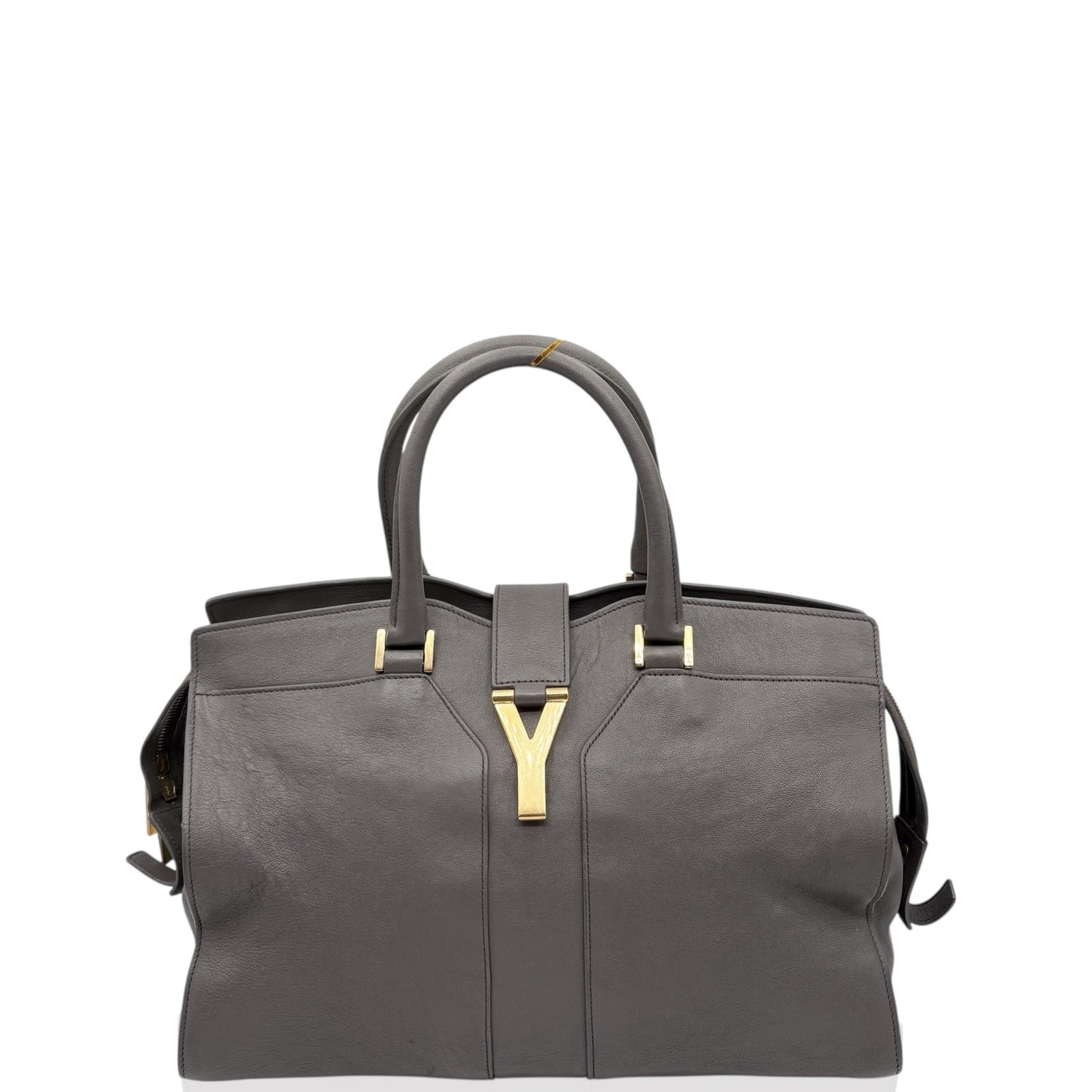 Yves Saint Laurent Medium Cabas Chyc Dark Grey Calfskin (qy010526c1)