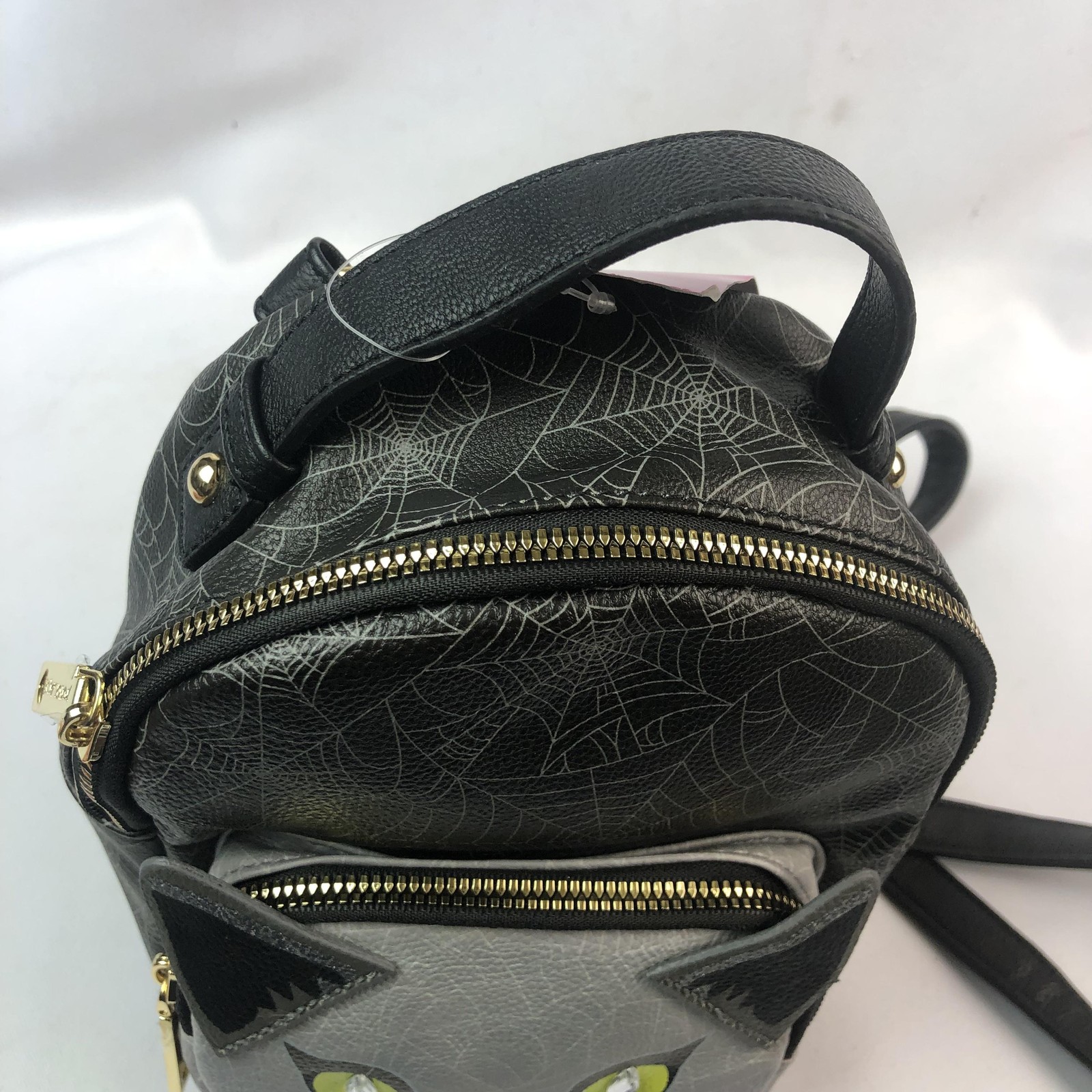 Betsey Johnson Backpack Womens Mini Black Cat Web Halloween Faux Leather Bag NWT