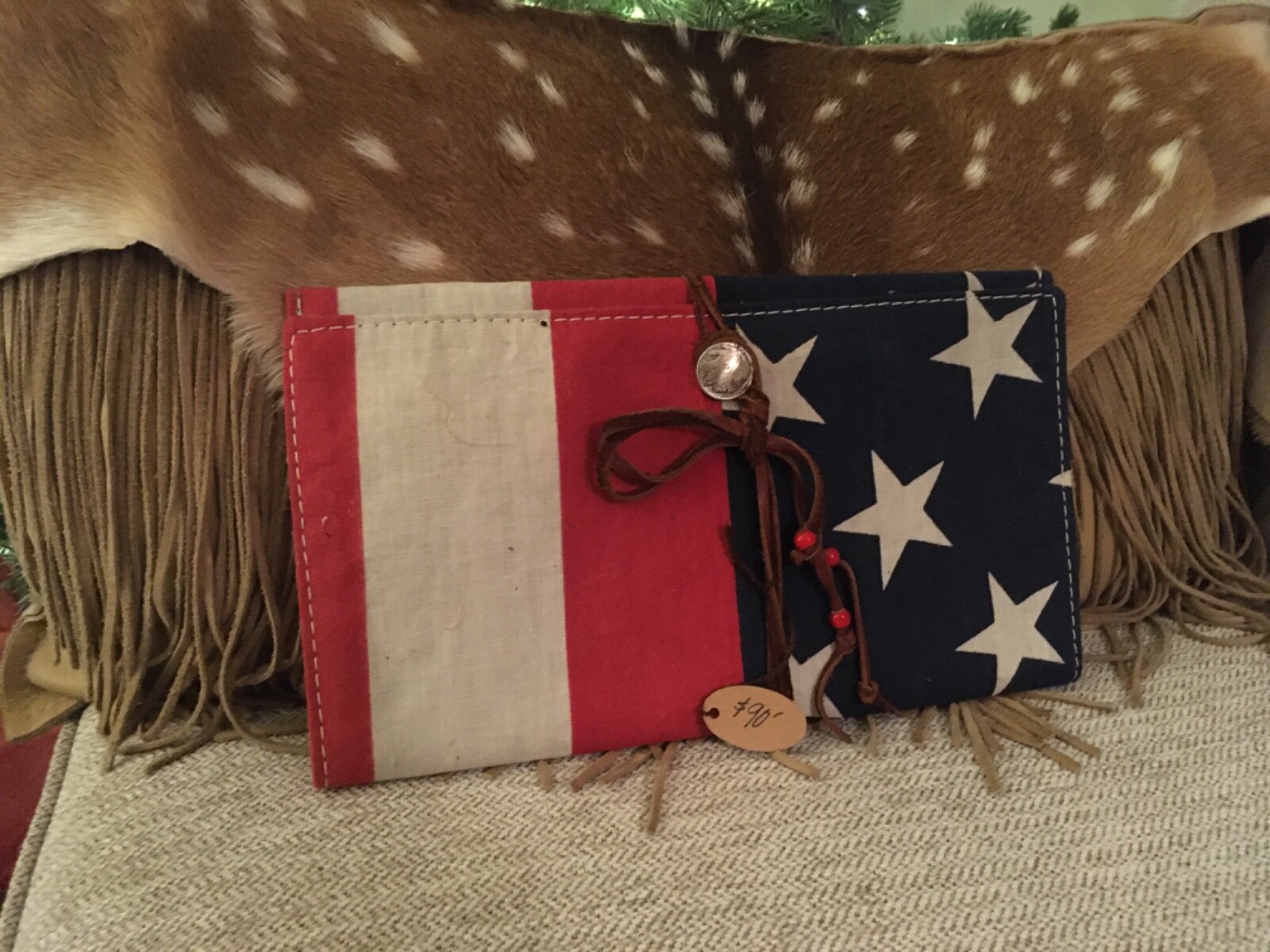NWT $90 TOTEM SALVAGED Lonestar Flag Large Clutch boho western vintage cowgirl