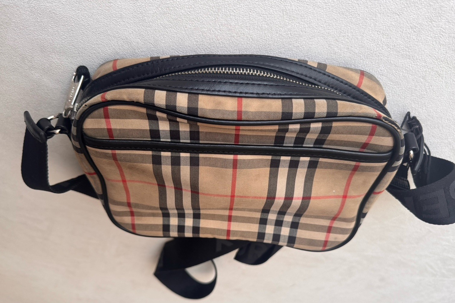 Burberry Beige Vintage Check Messenger Bag Canvas Leather Shoulder Bag