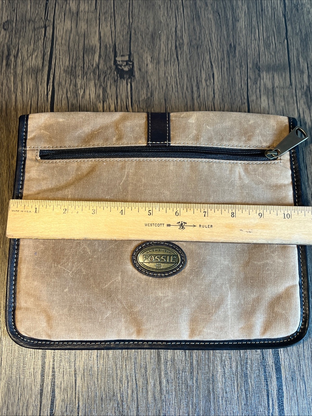 Fossil Tablet iPad Kindle Carry Case Canvas Logo Zip Pouch