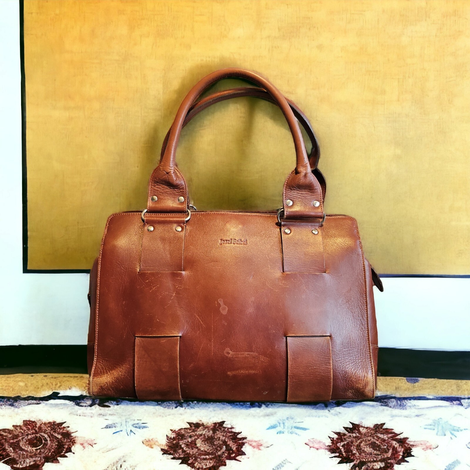 Josef Seibel Large Distressed Leather Bag Purse Computer Weekender