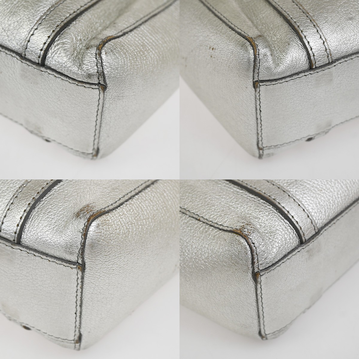 BALENCIAGA Logo Everyday Tote Hand Bag Leather Silver SHW 09CA906