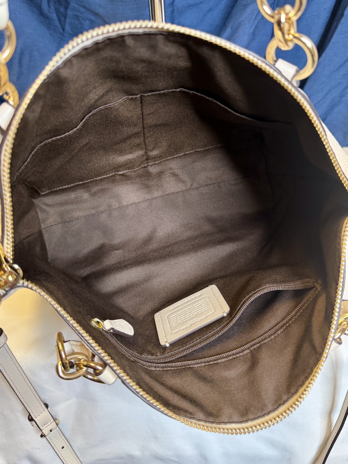 COACH Kelsey Chalk Ivory Off-White Leather Satchel Crossbody Shoulder Bag F36675
