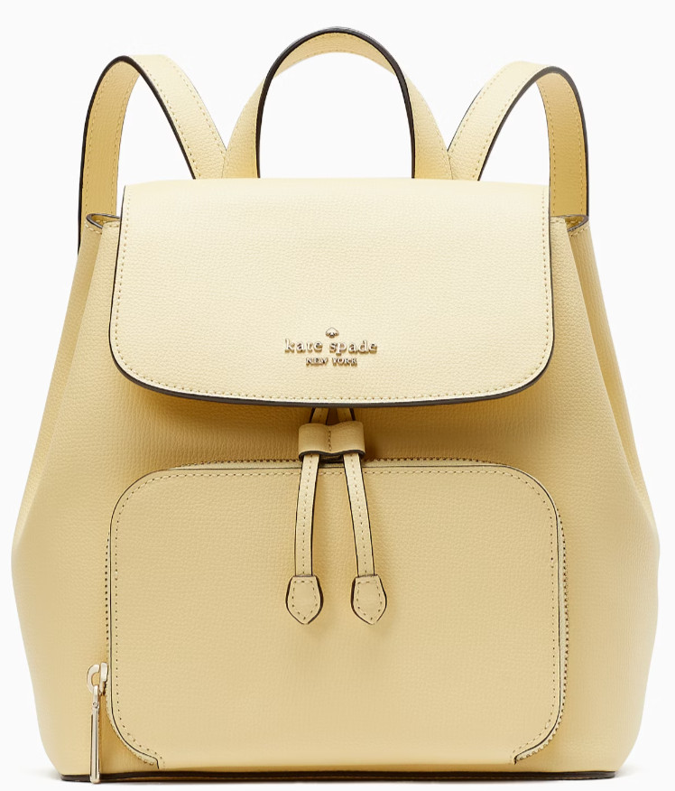 Kate Spade Kristi Medium Flap Backpack Yellow Butter Leather Bag KA695 NWT $379