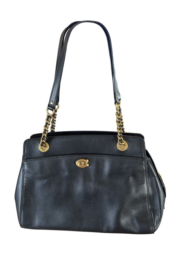 Coach 35575 Parker Carryall Black Refined Calf Leather Shoulder Bag Tote