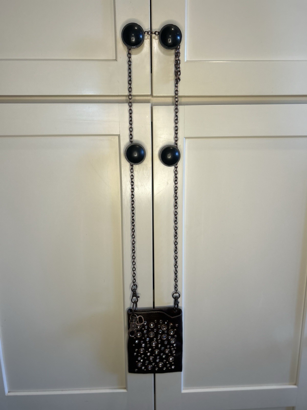 Small Crossbody Gold Sparkle Studded Purse Chain Strap Faux Leather Bag