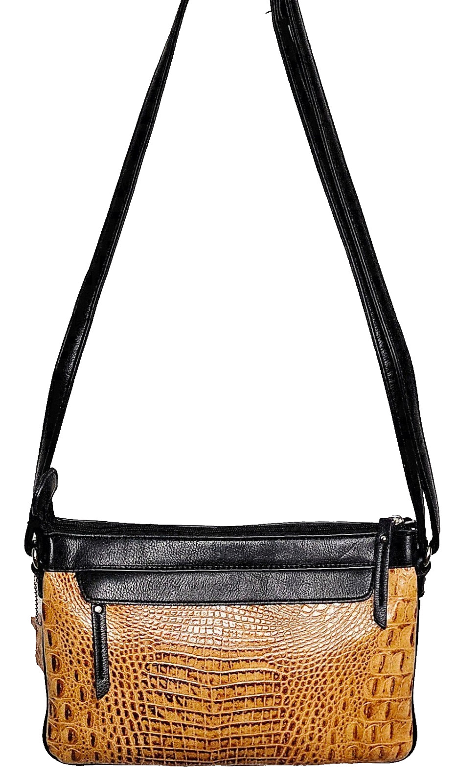 UNBRANDED FAUX EMBOSSED CROC SHOULDERBAG W/ METALIC SILVER LINING EXCELLENT COND