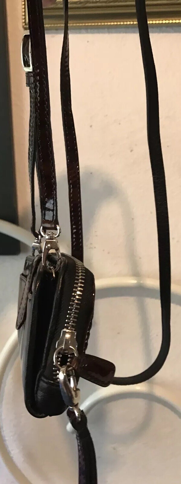BRIGHTON Brazos Wild TIGER Patent Leather Purse WALLET ORGANIZER Crossbody BaG