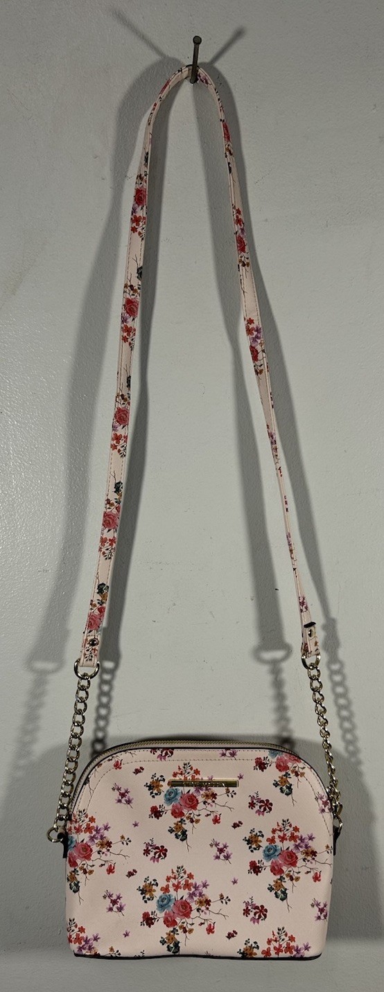 STEVE MADDEN HANDBAG BMAGGIE FLORAL IVORY CROSS-BODY GOLD -TONE HARDWARE
