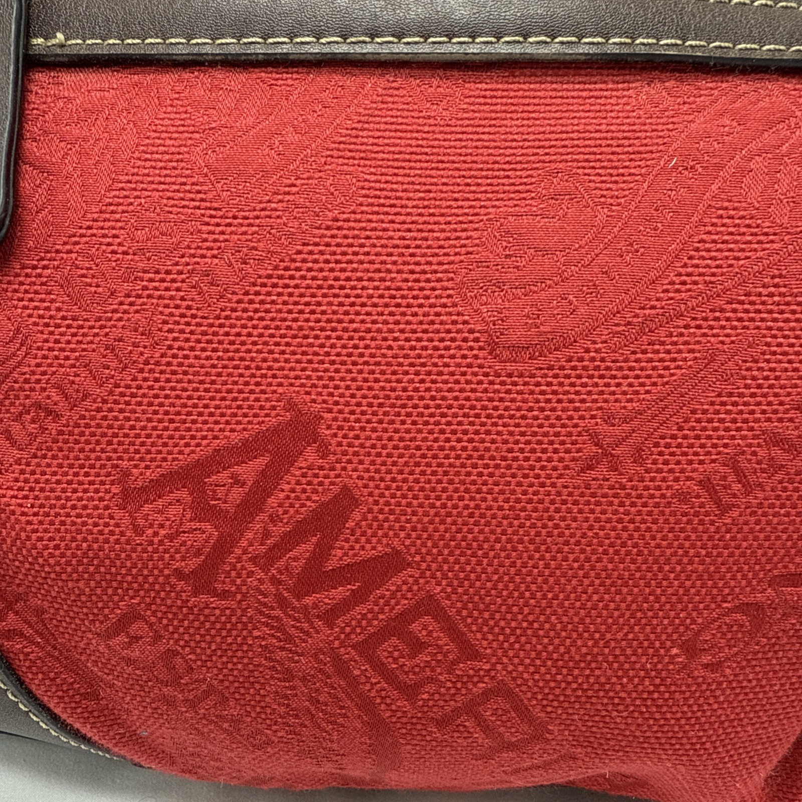 American Living Shoulder Purse Stylish Red Brown Cotton/Vinyl Purse Bag