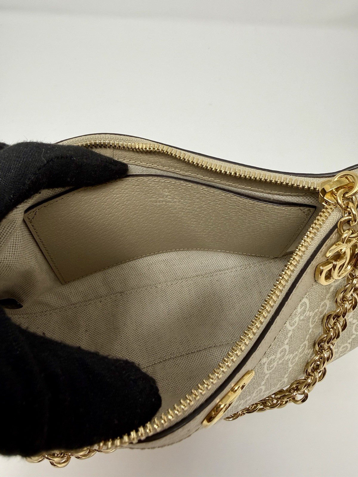 Gucci Ophidia Small Shoulder Bag GG Supreme Beige Oatmeal Gold HW, Box, Dustbag