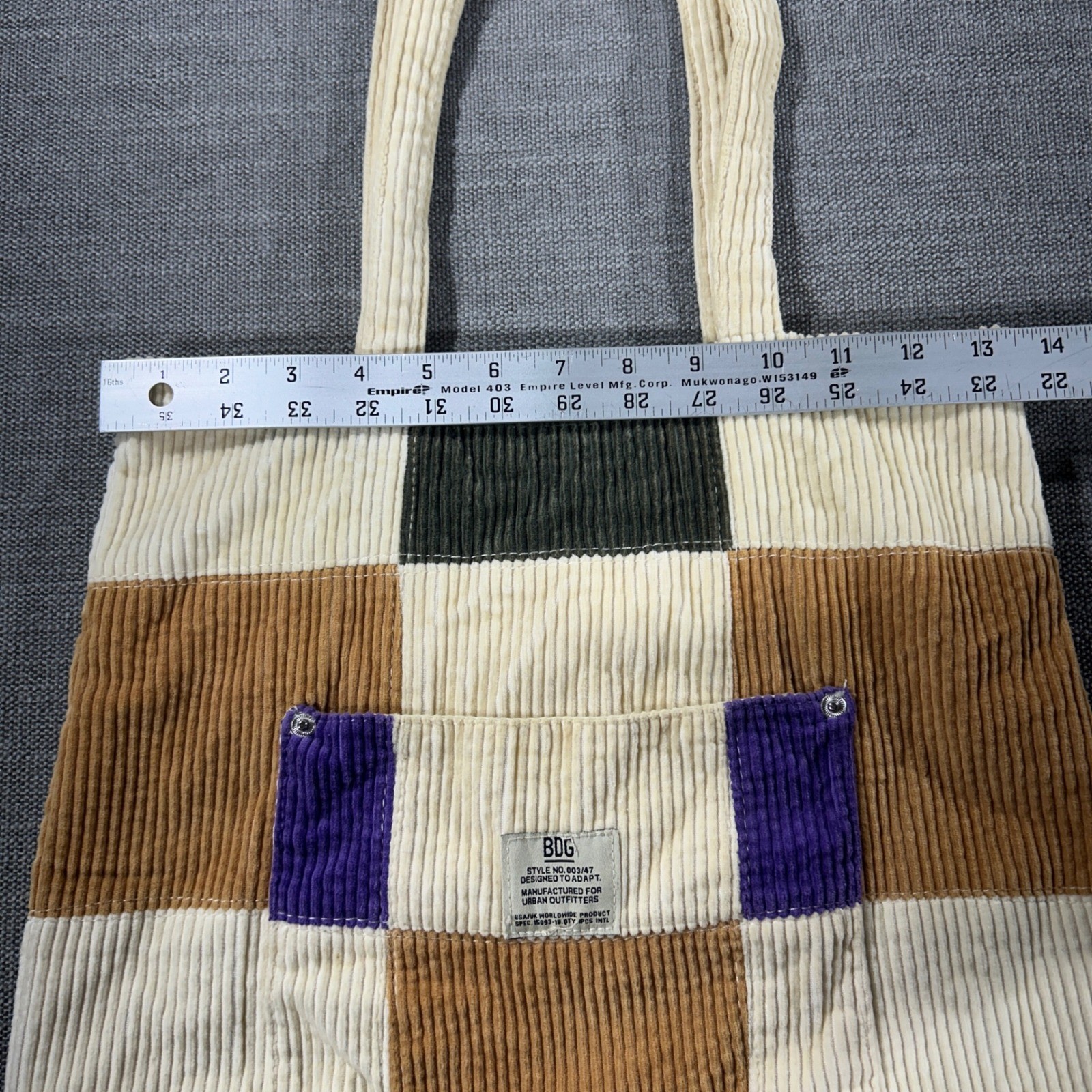 BDG Corduroy Patchwork Tote Bag Unisex OS Multicolor Good Urban Outfitters