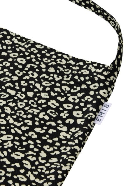 EMIS Logo Leopard Eco Bag Black Cotton Tote Shoulder Bag Korea Authentic New