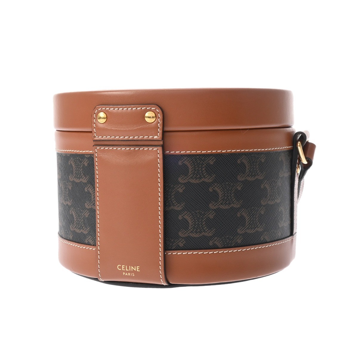 CELINE tambour medium 195192BZJ Triomphe triomphe canvas/calf Tan Women Shou…