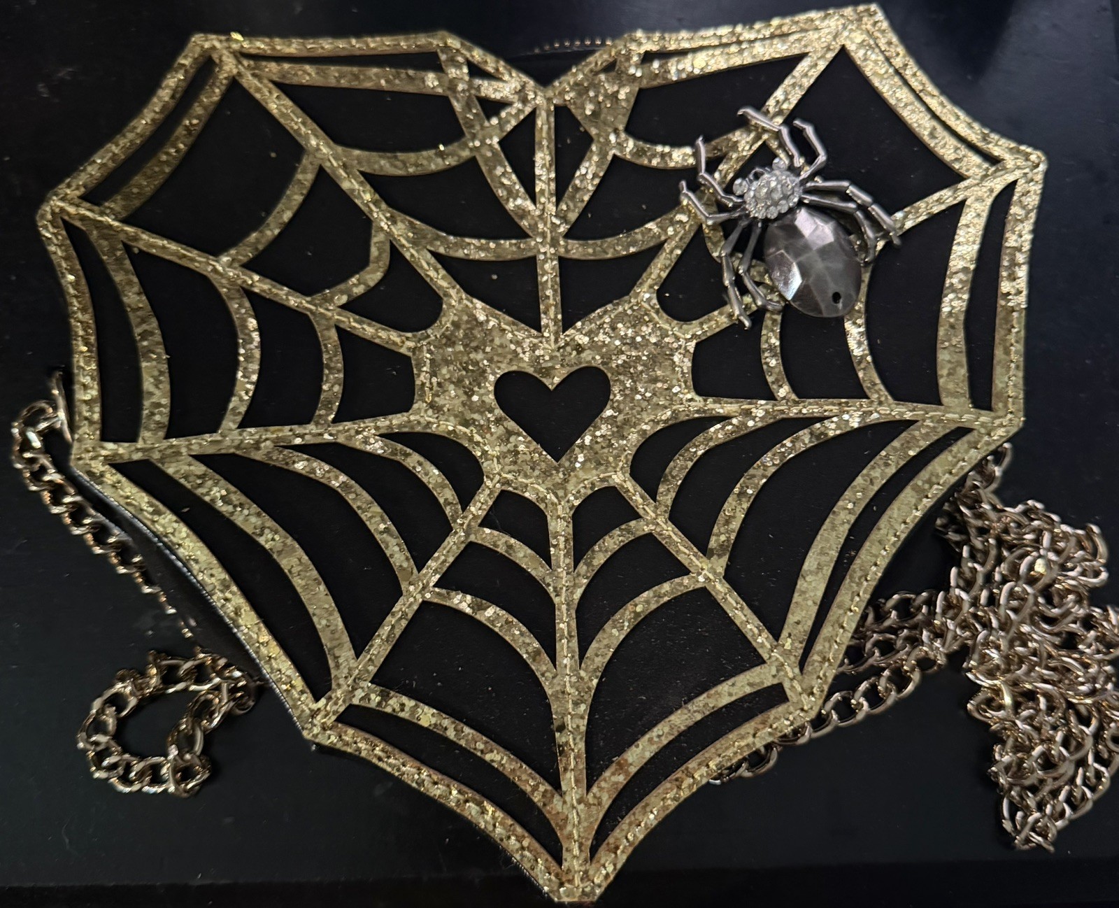 Betsey Johnson Halloween Web Surfer Small Chain Strap Crossbody