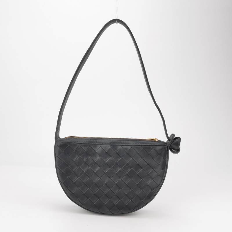 Bottega Veneta Intrecciato Small Black Sheepskin Shoulder Bag US Ship